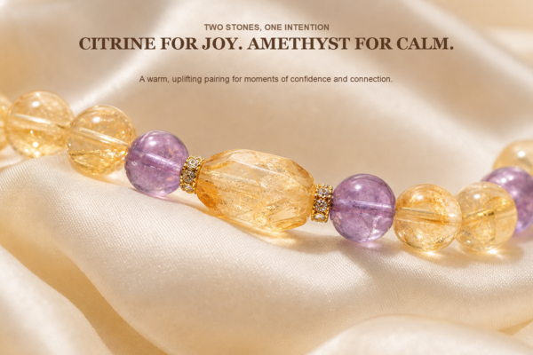 Love & Happiness Intention Bracelet | Natural Citrine & Amethyst Healing Gemstone Jewelry