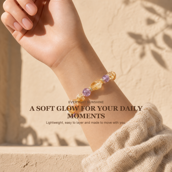 Love & Happiness Intention Bracelet | Natural Citrine & Amethyst Healing Gemstone Jewelry