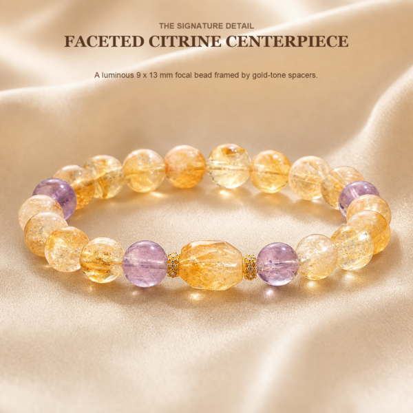 Love & Happiness Intention Bracelet | Natural Citrine & Amethyst Healing Gemstone Jewelry