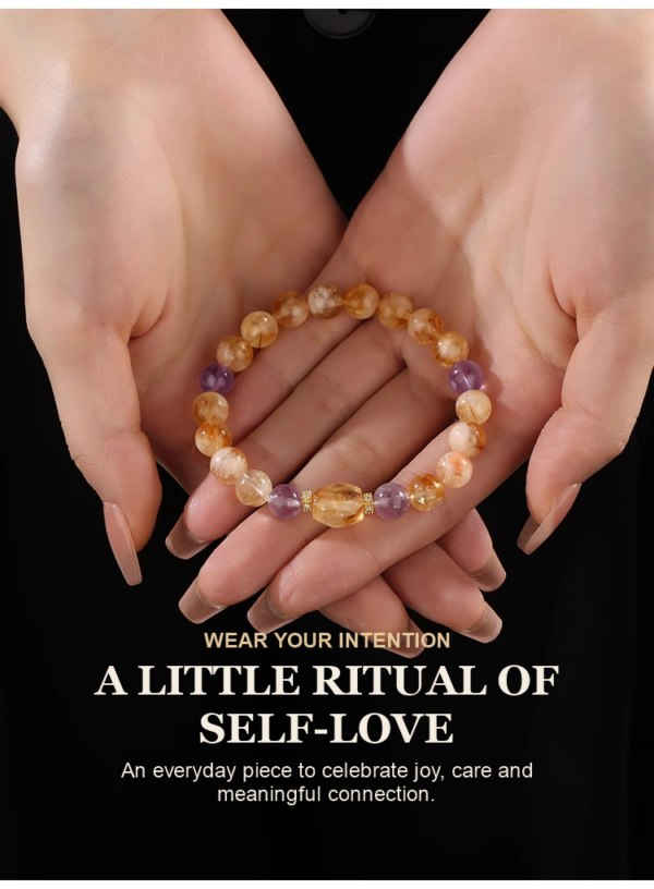 Love & Happiness Intention Bracelet | Natural Citrine & Amethyst Healing Gemstone Jewelry