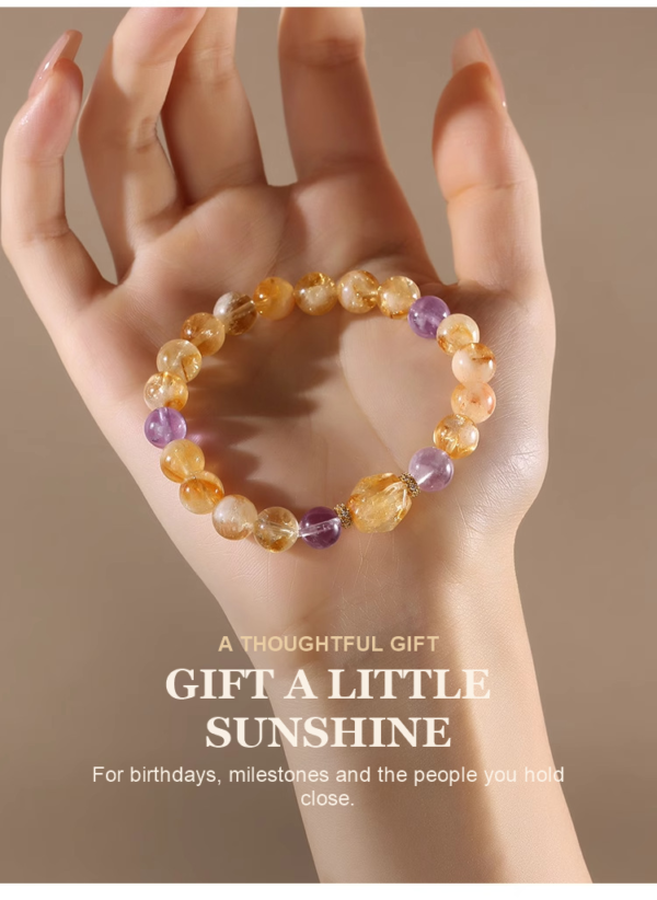Love & Happiness Intention Bracelet | Natural Citrine & Amethyst Healing Gemstone Jewelry